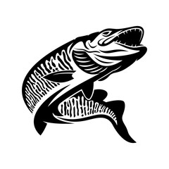 muskie fishing illustration logo vector image t shirt