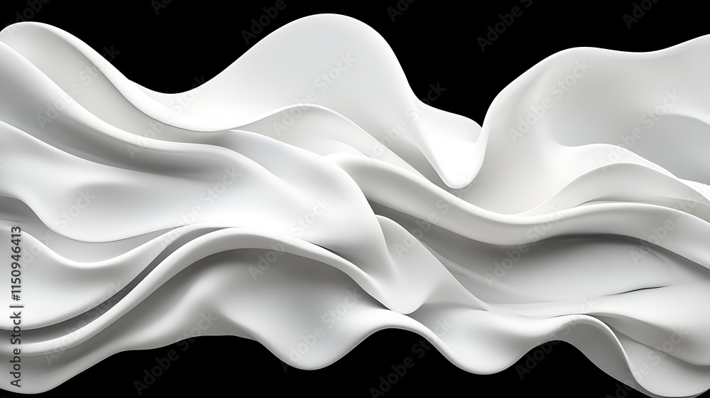 Aufkleber Abstract Flowing White Textures on a Black Background Displaying Motion