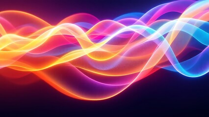 Abstract Neon Lights Background with Orange, Pink and Turquoise Swirls.