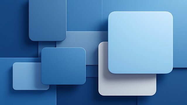Collection of Blue 3D Blocks form a wall. Business background with copy-space.