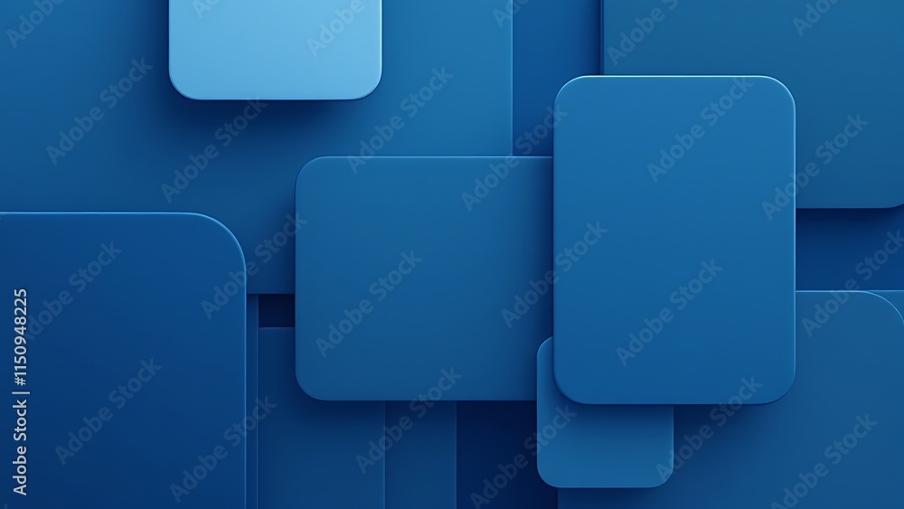 Poster collection of blue 3d blocks form a wall. business background with copy-space.