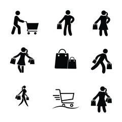 shopping set icon premium design
