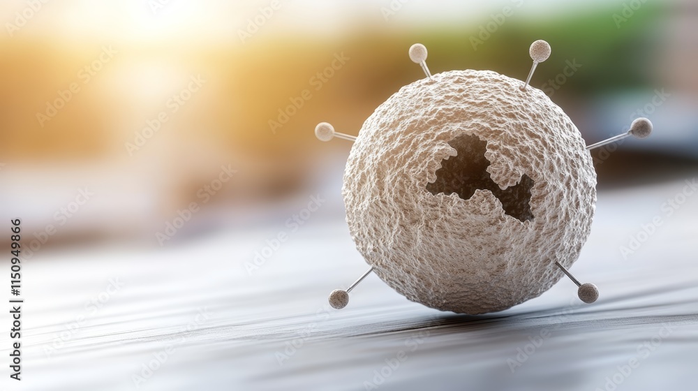 Poster detailed crosssection of a virus, exploring the intricate inner workings of microscopic pathogen.