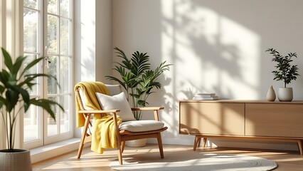 Fototapeta premium Contemporary Interior Design Background. Modern Living Room. Generative AI.