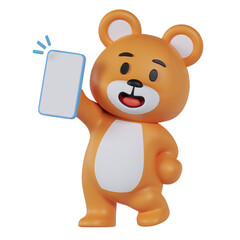 Mascot Cute Bear Bring online smartphone mobile