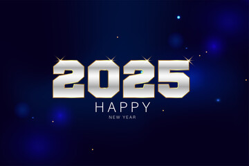 A festive blue background celebrating New Year 2025