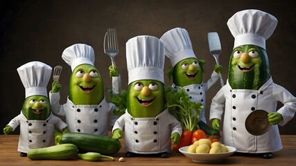 Zucchini in the Workforce: Playful Cartoon Careers