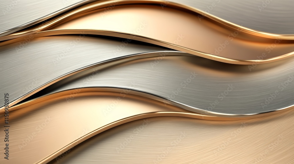 Poster dynamic metallic texture, abstract silver background with flowing wavy pattern for modern and elegan