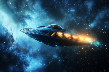 Obraz premium Mysterious UFO in the vast expanse of space