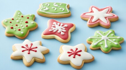 christmas cookies in different shapes concept with copy space