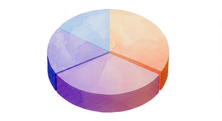 Obraz premium Pastel Watercolor Pie Chart Data Statistics Graph Business Finance Infographic Presentation