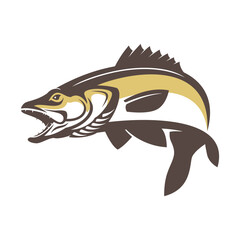 walleye fishing illustration logo vector image t shirt