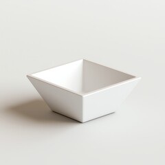 A minimalist, white square bowl with a unique angular design, perfect for modern table settings and decor.