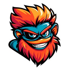 Obraz premium Cartoon Monkey Mascot with Superhero Style. Cool, Energetic, and Creative Design.