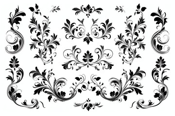 Elegant black and white ornate floral pattern design. Perfect for decorative projects and adding a touch of sophistication. Intricate swirls create a classic, timeless aesthetic.