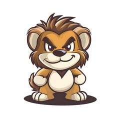 Obraz premium Cute Angry Cartoon Lion Mascot