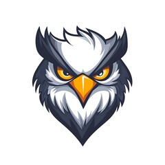 Obraz premium Angry Owl Head Logo Design. Concept of Wisdom, Strength, and Power.
