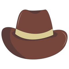 Wild West Cowboy Hat Illustration with Flat Cartoon Style. Isolated on White Background.