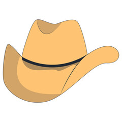 Wild West Cowboy Hat Illustration with Flat Cartoon Style. Isolated on White Background.