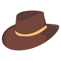 Wild West Cowboy Hat Illustration with Flat Cartoon Style. Isolated on White Background.