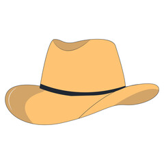 Wild West Cowboy Hat Illustration with Flat Cartoon Style. Isolated on White Background.