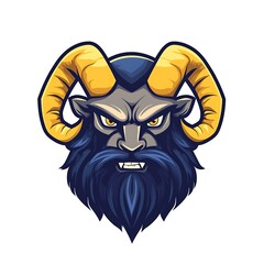 Naklejka premium Ram Demon Mascot Logo. Aggressive, Mythological Creature Design.