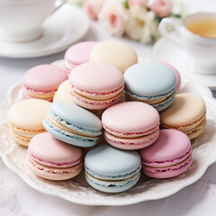 Obraz premium Pastel Macaroons on a Plate