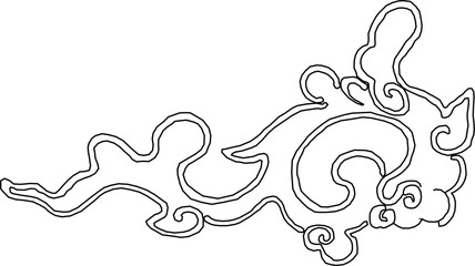 Vector sketch illustration silhouette design painting classic vintage ethnic traditional floral animal with carved ornaments