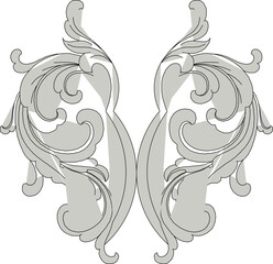 Vector sketch illustration silhouette design painting classic vintage ethnic traditional floral animal with carved ornaments