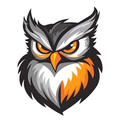 Angry Owl Mascot Logo Design.  Aggressive Bird Graphic