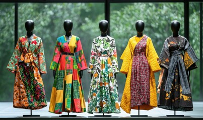 Fototapeta premium Eco-friendly fashion show highlights vibrant designs