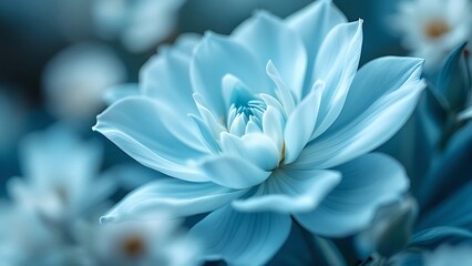 Elegant Blue Flower Close-Up with Soft Petals and Abstract Background