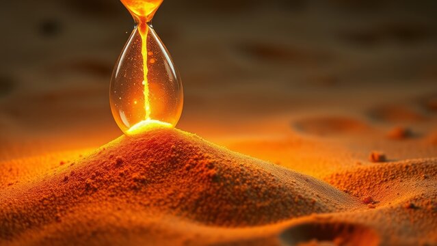 falling Sand Trail from Hourglass onto Glowing Ground