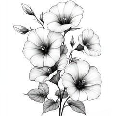 Fototapeta premium Monochrome sketch of elegant flowers.