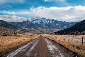 Scenic mountain road, winter landscape.