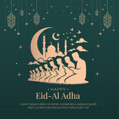 Luxury Elegant Gold Ramadan Eid Al Fitr Square Flyer Social Media Instagram Post Template 9