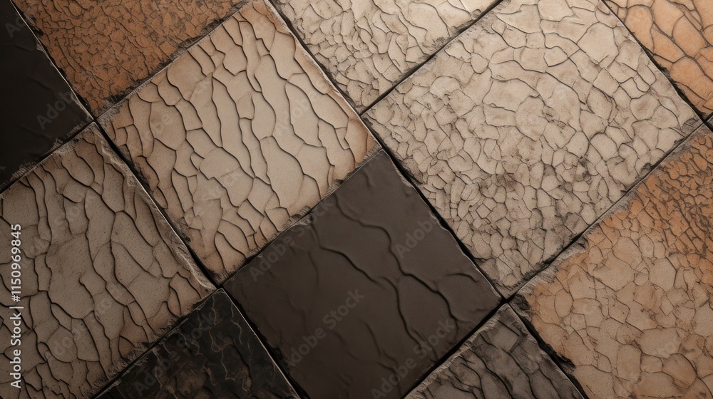 Poster cracked tile surface showing diagonal pattern