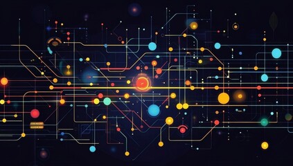 Obraz premium Vibrant abstract background featuring colorful lines and dots.