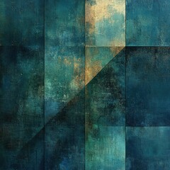 Blue and gold abstract painting with a lot of texture