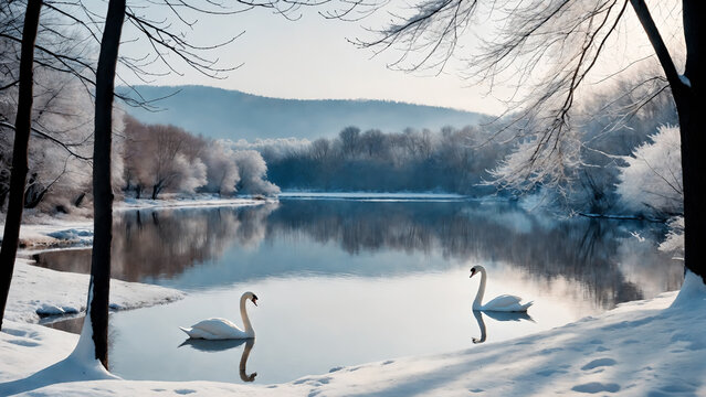 swan in the snow