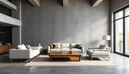Modern Loft Living Room Concrete Wall Sofa Chair