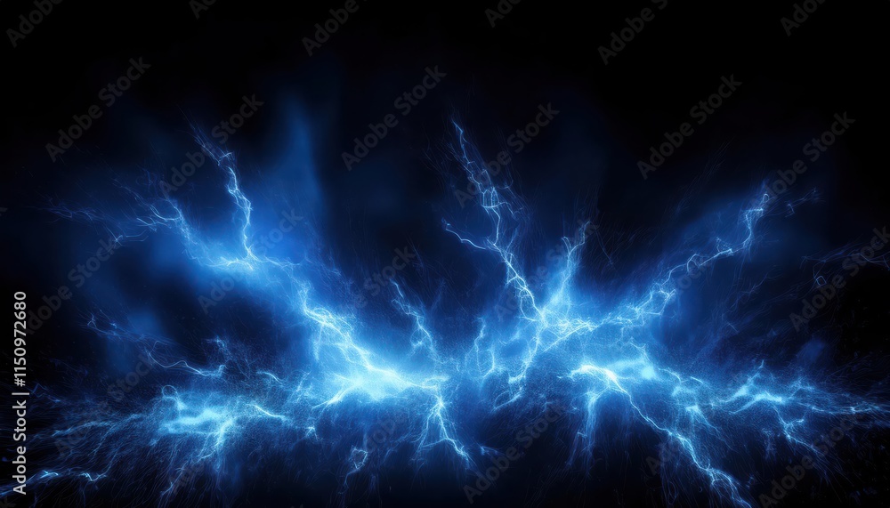 Poster a dynamic blue lightning bolt strikes against a dark backdrop, creating a striking visual effect of 