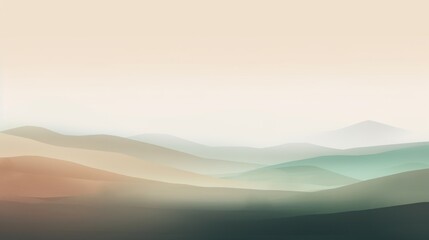 Serene Misty Mountainscape Soft Hues Gradient Landscape