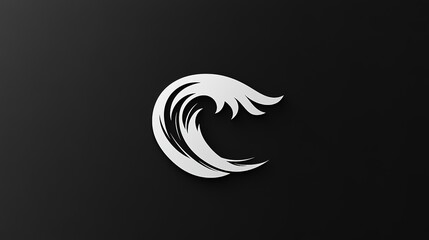 Obraz premium Minimalistic Big Wave Logo on a Black Background, Simple and Elegant Design