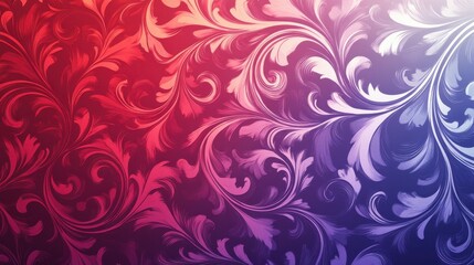 Seamless vintage floral vector pattern with swirling pink flowers on a purple damask texture for elegant wallpaper design