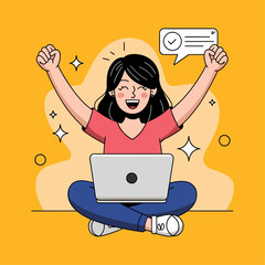 Flat illustration showing digital icons using various technologies in telecommunications