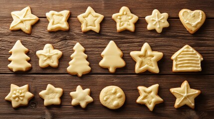Fototapeta premium christmas cookies in different shapes concept with copy space