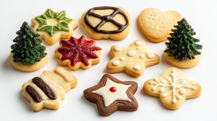 Fototapeta premium christmas cookies in different shapes concept with copy space