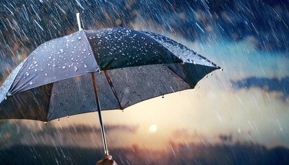 Rain On Umbrella - Weather Concept