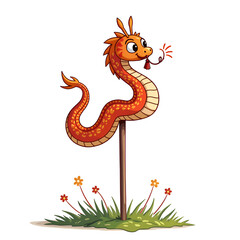 Obraz premium Whimsical dragon sculpture erupting with joy in a colorful garden setting, digital illustration of fantasy concept.